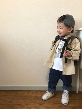 「2歳3ヶ月」｜「アイテム（キャップ）」を使った、mituki☆さん（キッズ・90cm）の春コーディネート