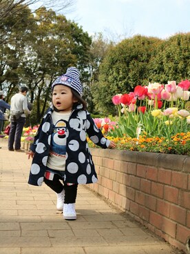 「JAM（ジャム）のアイテム（ジャケット/アウター）」を使った、MLLさん（キッズ・80cm）の春コーディネート