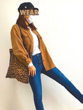 「INGNI（イング）の麻／シャツ（シャツ/ブラウス、ブラウン系）」を使った、フルグラさん（レディース・160cm）の冬コーディネート