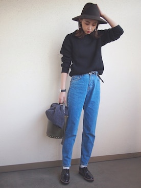 「NANO universe（ナノユニバース）のアイテム（帽子）」を使った、MARIKOさん（レディース・168cm）の冬コーディネート