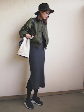 「NANO universe（ナノユニバース）のアイテム（帽子）」を使った、MARIKOさん（レディース・168cm）の冬コーディネート