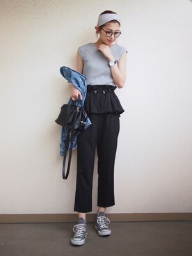 「machatt（マチャット）のアイテム（パンツ）」を使った、MARIKOさん（レディース・168cm）の夏コーディネート