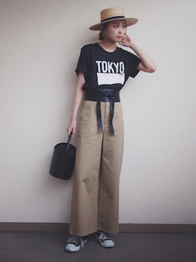 「Levi's（リーバイス）のアイテム（Tシャツ/カットソー）」を使った、MARIKOさん（レディース・168cm）の夏コーディネート