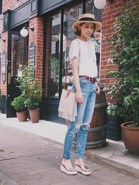 「rous（ラス）のアイテム」を使った、MARIKOさん（レディース・168cm）の夏コーディネート