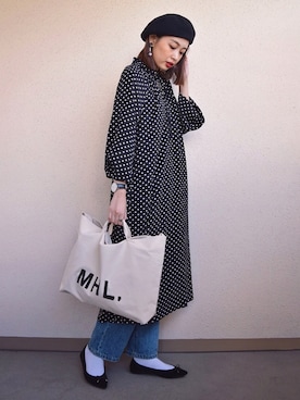 「H&M（エイチ・アンド・エム）のアイテム（ワンピース）」を使った、MARIKOさん（レディース・168cm）の冬コーディネート
