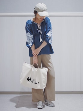 「NANO universe（ナノユニバース）のアイテム（帽子）」を使った、MARIKOさん（レディース・168cm）の夏コーディネート