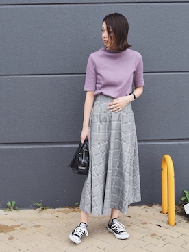 「CONVERSE（コンバース）の【converse】レザーオールスターOX（スニーカー）」を使った、MARIKOさん（レディース・168cm）の秋コーディネート