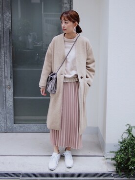 「ホワイトスニーカー」｜「アイテム（その他アウター）」を使った、MARIKOさん（レディース・168cm）の冬コーディネート