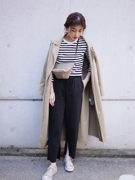 「Herve Chapelier（エルベシャプリエ）のアイテム」を使った、MARIKOさん（レディース・168cm）の春コーディネート