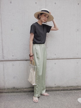 「LEPSIM（レプシィム）の2P ウッドバングル　837799（バングル/リストバンド）」を使った、MARIKOさん（レディース・168cm）の夏コーディネート