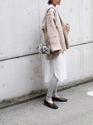 MARIKO使用「select MOCA（あったか厚地ニット◆ノーカラーオーバーサイズウールブレンドワイドスリーブ長袖ニットコート）」的時尚穿搭