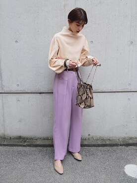 「LEPSIM（レプシィム）の2P ウッドバングル　837799（バングル/リストバンド）」を使った、MARIKOさん（レディース・168cm）の春コーディネート