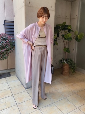 「LEPSIM（レプシィム）の2P ウッドバングル　837799（バングル/リストバンド）」を使った、MARIKOさん（レディース・168cm）の春コーディネート