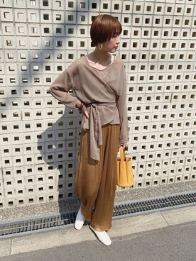 「LEPSIM（レプシィム）の2P ウッドバングル　837799（バングル/リストバンド）」を使った、MARIKOさん（レディース・168cm）の春コーディネート