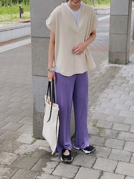 「no brand（ノーブランド）のアイテム（その他パンツ）」を使った、MARIKOさん（レディース・168cm）の夏コーディネート