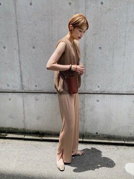 「LEPSIM（レプシィム）の2P ウッドバングル　837799（バングル/リストバンド）」を使った、MARIKOさん（レディース・168cm）の夏コーディネート