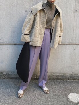 「no brand（ノーブランド）のアイテム（ブルゾン）」を使った、MARIKOさん（レディース・168cm）の冬コーディネート