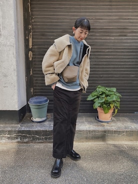 「Herve Chapelier（エルベシャプリエ）のアイテム」を使った、MARIKOさん（レディース・168cm）の冬コーディネート