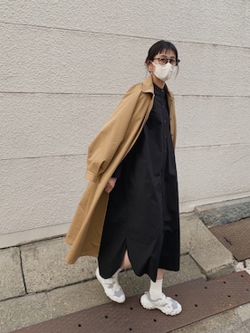 「春めきシューズ」｜「アイテム（ステンカラーコート）」を使った、MARIKOさん（レディース・168cm）の春コーディネート
