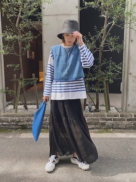 「SLOBE IENA（スローブイエナ）のアイテム（ハット）」を使った、MARIKOさん（レディース・168cm）の春コーディネート