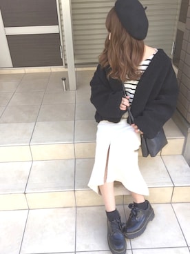 「Another Edition（アナザーエディション）のアイテム（ノーカラージャケット）」を使った、chocoさん（レディース・153cm）の冬コーディネート