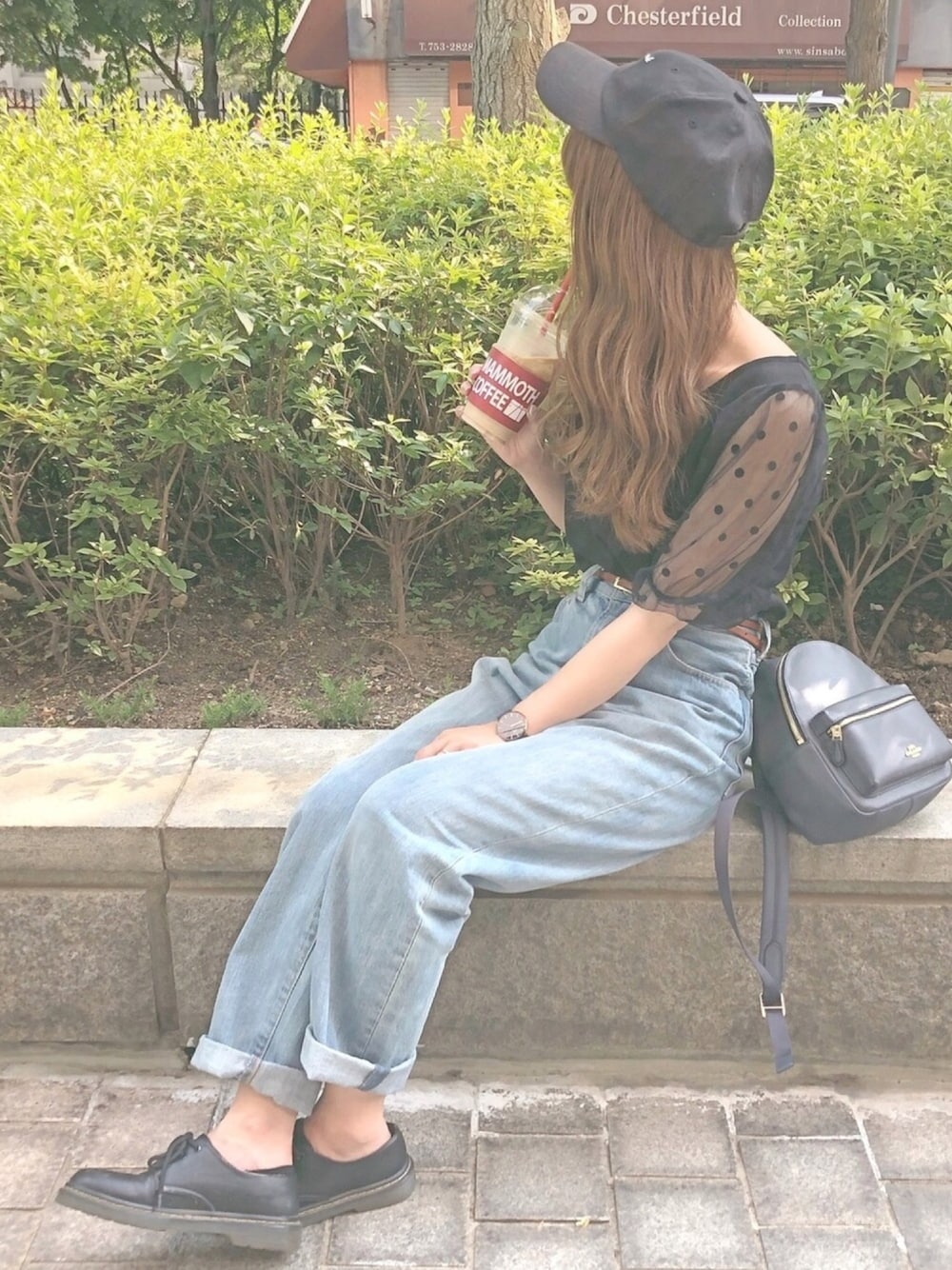 「プチプラ、GU、アプレジュール、ドット、URBAN RESEARCH」｜「apres jourの袖ドットチュールTシャツ【ZOZOTOWN限定アイテム】（Tシャツ/カットソー、ブラック系）」を使った、chocoさん（レディース・153cm）の夏コーディネートの1枚目の写真
