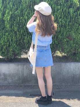 「chocomee（チョコミー）のアイテム（スカート）」を使った、chocoさん（レディース・153cm）の夏コーディネート