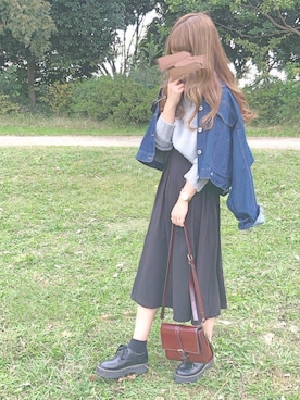 「chocomee（チョコミー）のアイテム（ショルダーバッグ）」を使った、chocoさん（レディース・153cm）の秋コーディネート