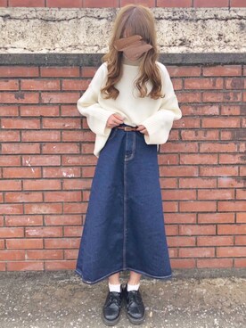 「chocomee（チョコミー）のアイテム（スカート）」を使った、chocoさん（レディース・153cm）の冬コーディネート