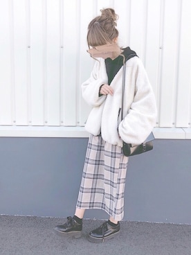 「chocomee（チョコミー）のアイテム（ショルダーバッグ）」を使った、chocoさん（レディース・153cm）の冬コーディネート