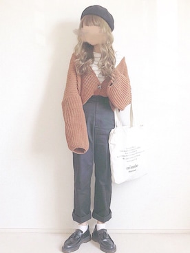 「chocomee（チョコミー）のアイテム（トートバッグ）」を使った、chocoさん（レディース・153cm）の冬コーディネート