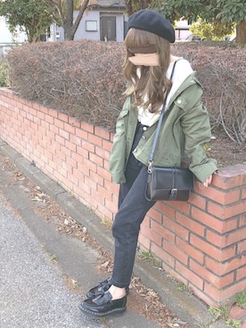 「chocomee（チョコミー）のアイテム（デニムパンツ）」を使った、chocoさん（レディース・153cm）の冬コーディネート