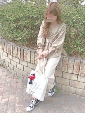 「chocomee（チョコミー）のアイテム（パンツ）」を使った、chocoさん（レディース・153cm）の春コーディネート