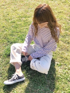 「chocomee（チョコミー）のアイテム（パンツ）」を使った、chocoさん（レディース・153cm）の春コーディネート