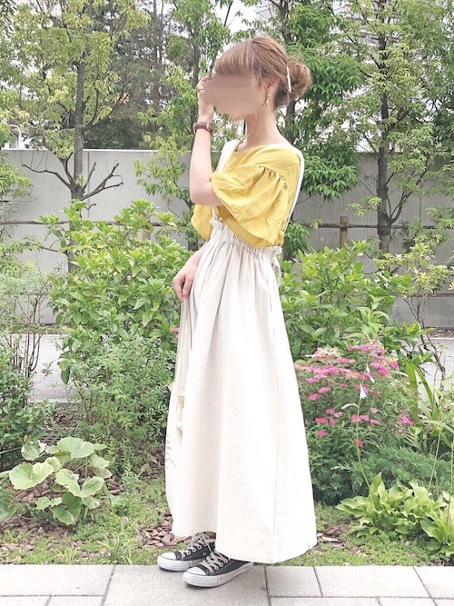 イエロートップス 夏コーデ