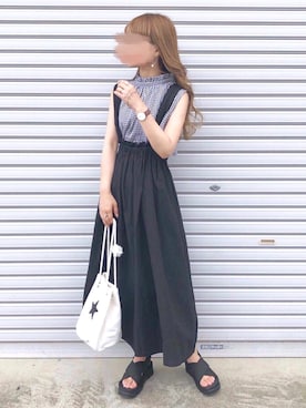 「chocomee（チョコミー）のアイテム（スカート）」を使った、chocoさん（レディース・153cm）の夏コーディネート