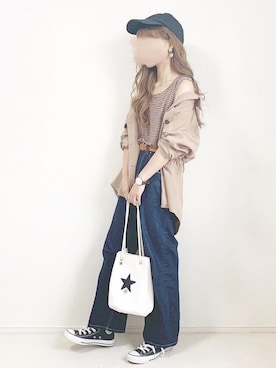 「chocomee（チョコミー）のアイテム（タンクトップ）」を使った、chocoさん（レディース・153cm）の夏コーディネート