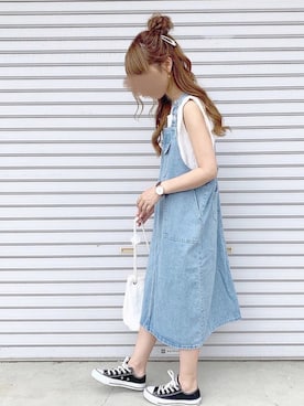 「chocomee（チョコミー）のアイテム（オールインワン・サロペット）」を使った、chocoさん（レディース・153cm）の夏コーディネート