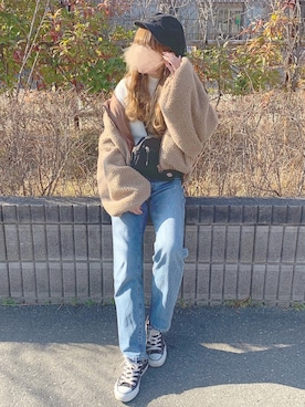 「chocomee（チョコミー）のアイテム（ニット/セーター）」を使った、chocoさん（レディース・153cm）の冬コーディネート