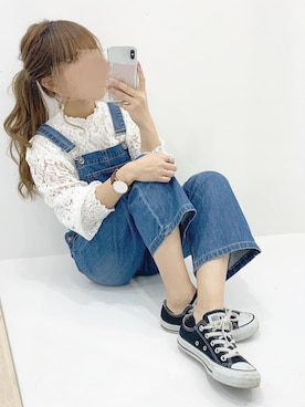 「chocomee（チョコミー）のアイテム（オールインワン・サロペット）」を使った、chocoさん（レディース・153cm）の冬コーディネート