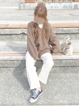 「chocomee（チョコミー）のアイテム（パンツ）」を使った、chocoさん（レディース・153cm）の冬コーディネート