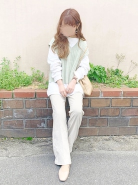 「chocomee（チョコミー）のアイテム（ベスト）」を使った、chocoさん（レディース・153cm）の春コーディネート