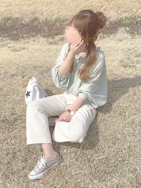 「chocomee（チョコミー）のアイテム（パンツ）」を使った、chocoさん（レディース・153cm）の春コーディネート