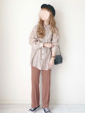 「chocomee（チョコミー）のアイテム（帽子）」を使った、chocoさん（レディース・153cm）の春コーディネート