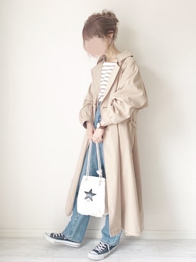 「chocomee（チョコミー）のアイテム（ジャケット/アウター）」を使った、chocoさん（レディース・153cm）の春コーディネート