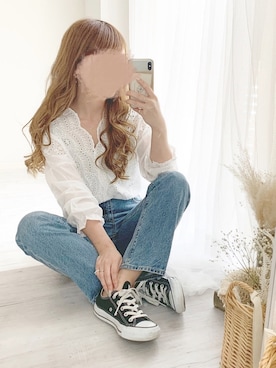 「ハイウエストストレートジーンズ」｜chocoさん（レディース・153cm）の春コーディネート