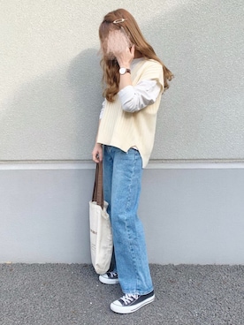 「chocomee（チョコミー）のアイテム（パンツ）」を使った、chocoさん（レディース・153cm）の春コーディネート