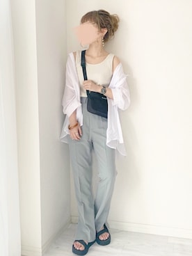 「chocomee（チョコミー）のアイテム（シャツ/ブラウス）」を使った、chocoさん（レディース・153cm）の夏コーディネート
