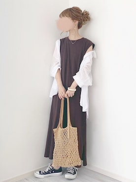 「chocomee（チョコミー）のアイテム（シャツ/ブラウス）」を使った、chocoさん（レディース・153cm）の夏コーディネート