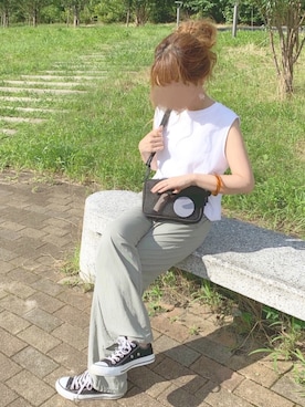 「chocomee（チョコミー）のアイテム（ボディバッグ/ウエストポーチ）」を使った、chocoさん（レディース・153cm）の夏コーディネート